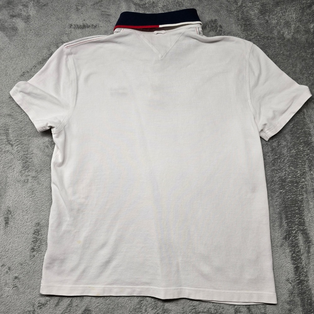 Tommy Hilfiger Denim Custom Fit Polo Shirt Mems LG White HILFIGER Logo 0199597 - Picture 2 of 9